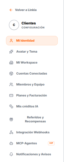 El menú de Ajustes