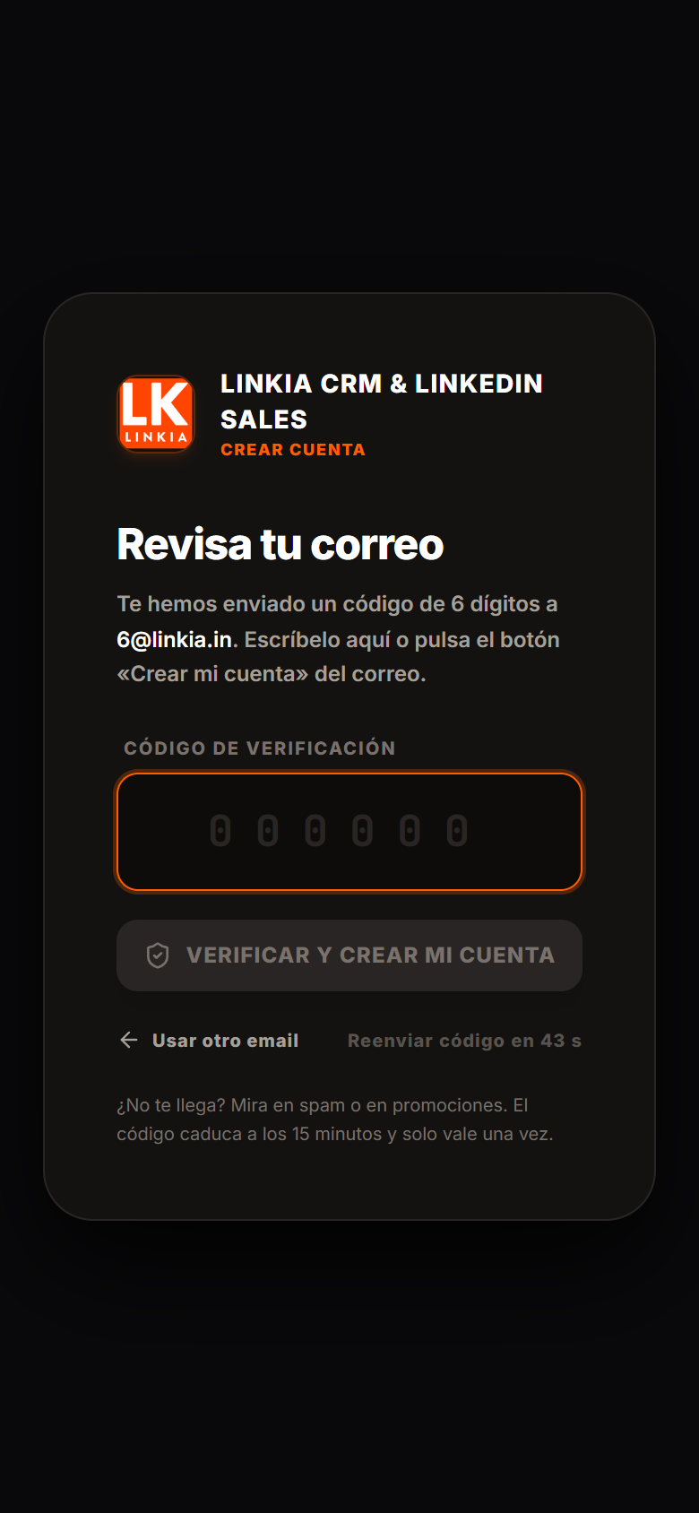 Revisa tu correo: te hemos enviado un código