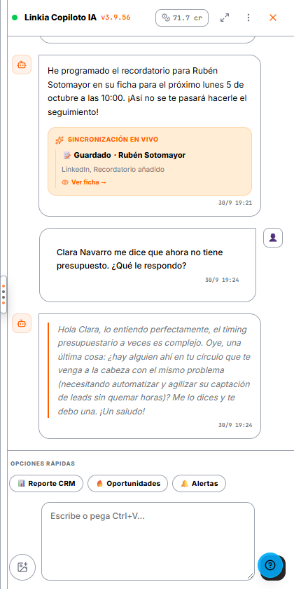 Copiloto respondiendo a una objeción