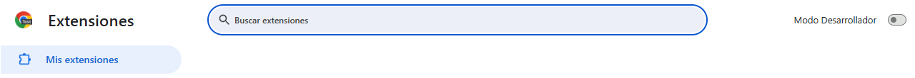 chrome://extensions sin nada activado todavía