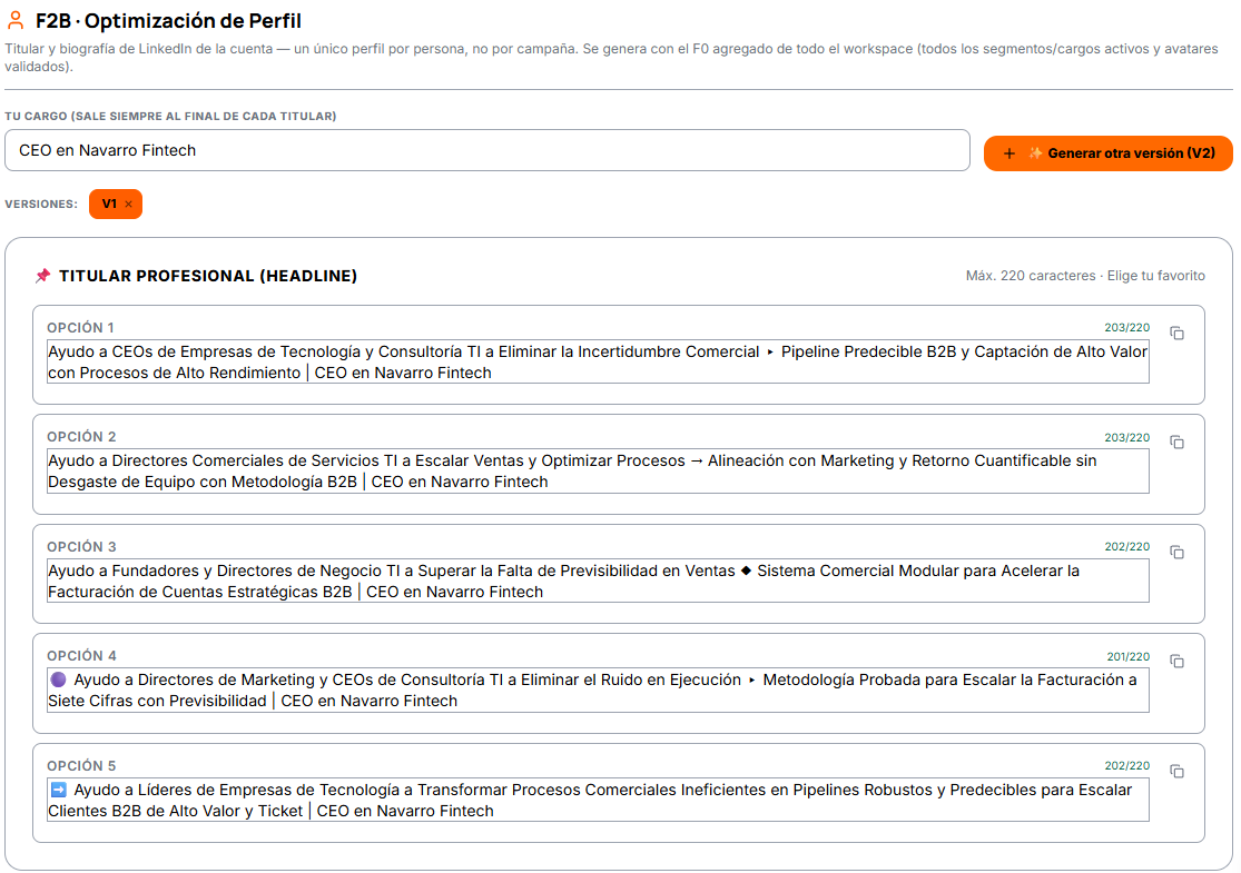 Cinco propuestas de titular de perfil