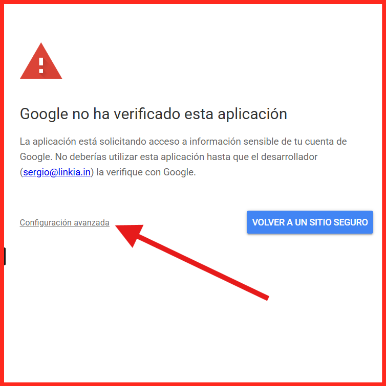 Google no ha verificado esta aplicación