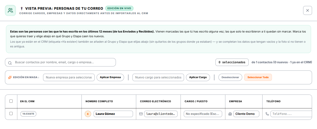 Personas de tu correo
