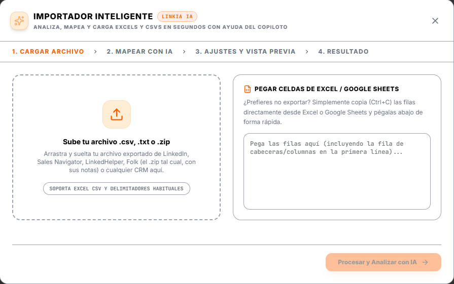 Importador: cargar archivo