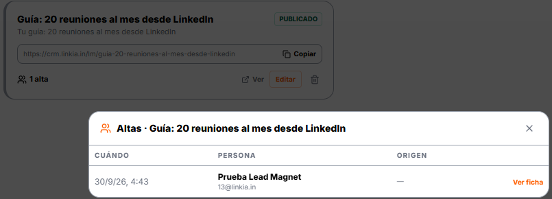 Las altas de un lead magnet