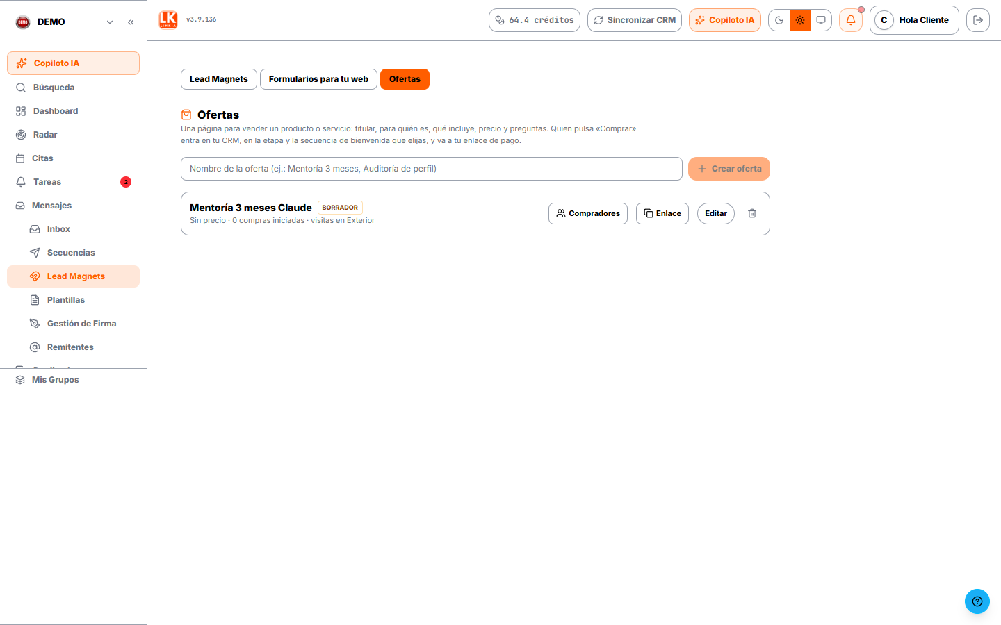 Lista de ofertas