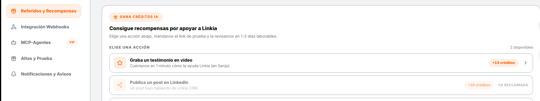 Gana créditos IA: grabar un testimonio o publicar un post