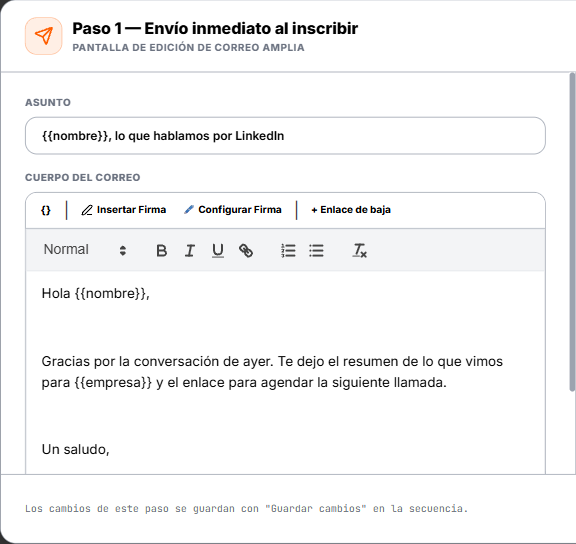 Editar un paso de la secuencia
