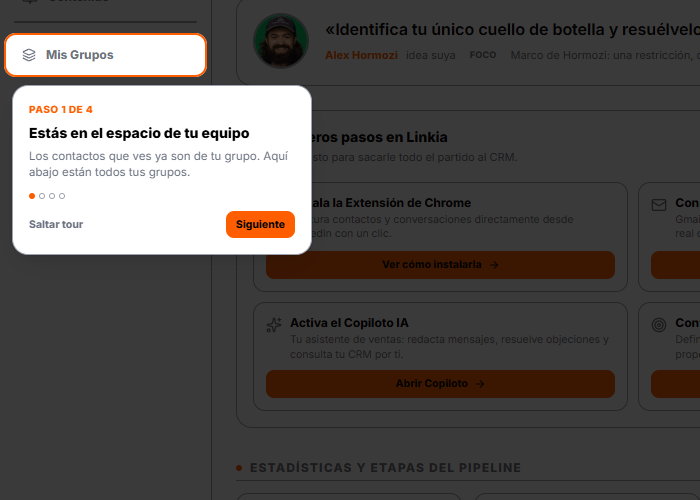 Un tour abierto, paso 1 de 4